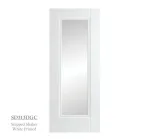 1 Panel White Primed Stepped Shaker Style Door Lined - Glazed Clear