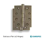 Antique Brass Ball Bearing Hinge 102 x 76mm (4x3") (Sold as a Pair)