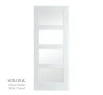 4 Panel White Primed Shaker Style Door - Glazed Clear