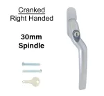 30mm Cranked Espag Window handle Satin Chrome - Right Handed