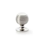 32mm Alexander and Wilks Caesar Cupboard Knob on Round Rose - Polished Nickel