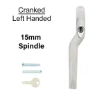 15mm Cranked Espag Window handle White - Left Handed