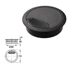 Cable Outlet,   60mm - Black