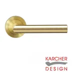 Rhodos Lever on Round Rose Door Handles - Karcher Satin Brass