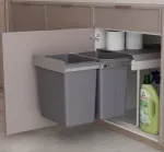 400mm Pull Out Waste Bins, 40 Litres (x2 20 Litre Bins)