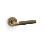 Alexander and Wilks Harrier Knurled Lever on Round Rose - Antique Brass