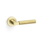 Alexander and Wilks Hurricane Reeded Lever on Round Rose - Satin Brass PVD
