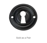 Pair of Old English Solid Brass Open Key Hole Escutcheons - Matt Black