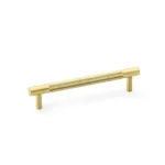 128mm Alexander and Wilks Brunel Knurled T-Bar Cupboard Pull Handle - Satin Brass PVD