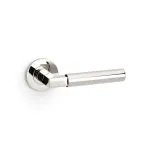 Alexander and Wilks Hurricane Reeded Lever on Round Rose - Polished Nickel PVD