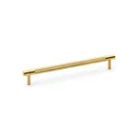 192mm Alexander and Wilks Brunel Knurled T-Bar Cupboard Pull Handle - Satin Brass PVD