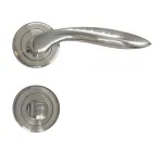 PIETA Lever on rose Door Handles Satin Nickel *Bathroom Version*