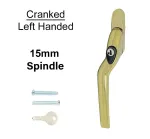 15mm Cranked Espag Window handle Polished Gold - Left Handed