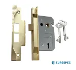 2½" EuroSpec Rebated 2 Lever Sashlock 63mm - Electric Brass