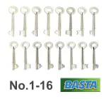 Complete Set of Basta Keys (No. 1-16) Basta 2 Lever Locks
