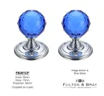 Facetted Glass Ball Mortice Knob on Pol Chrome Rose - Blue