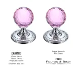 Facetted Glass Ball Mortice Knob on Pol Chrome Rose - Pink