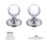 Facetted Glass Ball Mortice Knob on Pol Chrome Rose