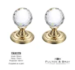 Facetted Glass Ball Mortice Knobs on Polished Brass Rose