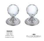 Facetted Glass Ball Mortice Knobs on Satin Chrome Rose