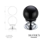 30mm Glass Ball Knob Polished Chrome - Black Glass