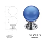 30mm Glass Ball Knob Polished Chrome - Blue Glass