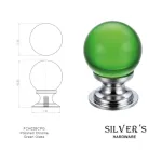 30mm Glass Ball Knob Polished Chrome - Green Glass