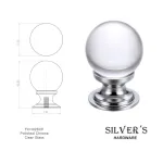 30mm Glass Ball Knob Polished Chrome - Clear Glass