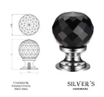 30mm Glass Knob Polished Chrome Black Glass