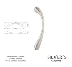 Flared Cupboard Handle Stainless Steel - 128mm C/C