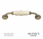 Winchester D Handle Antique Brass Cream Crackled - 128mm C/C