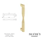 Noveau Art Deco Cupboard Handle Satin Brass - 160mm