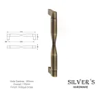 Noveau Art Deco Cupboard Handle Antique Brass - 160mm