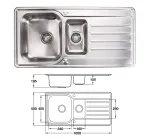 Hafele Bowl 1.5 Stainless Sink & Drainer - 1000mm