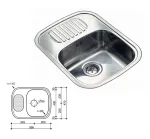 Small single bowl and drainer G18/10 Stainless - 595mm