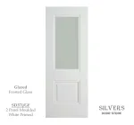 2 Panel Moulded White Primed Door - Glazed Frosted