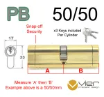 50/50 Euro Profile Double Cylinder - PB - Master Keyed