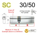 30/50 Euro Profile Double Cylinder  - SC - Keyed Alike