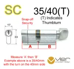 35/40(T) Euro Profile Cylinder & Turn - SC - Master Keyed