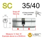 35/40 Euro Profile Double Cylinder  - SC - Keyed to Differ