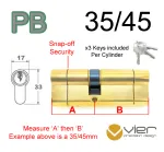 35/45 Euro Profile Double Cylinder  - PB Keyed to Differ