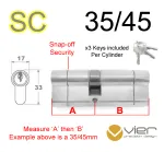 35/45 Euro Profile Double Cylinder  - SC - Keyed to Differ