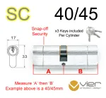 40/45 Euro Profile Double Cylinder  - SC - Keyed Alike