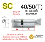 40/50(T) Euro Profile Cylinder & Turn - SC - Master Keyed