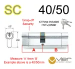 40/50 Euro Profile Double Cylinder  - SC - Keyed Alike