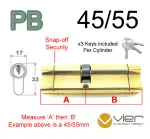 45/55 Euro Profile Double Cylinder  - PB - Keyed Alike