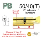 50/40(T) Euro Profile Cylinder & Turn - PB Keyed to Differ