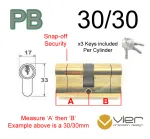 30/30 Euro Profile Double Cylinder  - PB Keyed to Differ