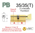 35/35(T) Euro Profile Cylinder & Turn - PB - Master Keyed