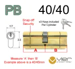 40/40 Euro Profile Double Cylinder  - PB Keyed to Differ